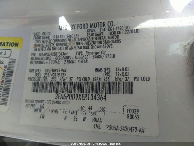 Ford Fusion Titanium 2014 3FA6P0D9XER134364 Image 15