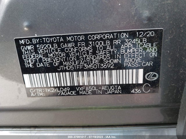 2021 Lexus LS, VIN: JTHD51FF3M5013692