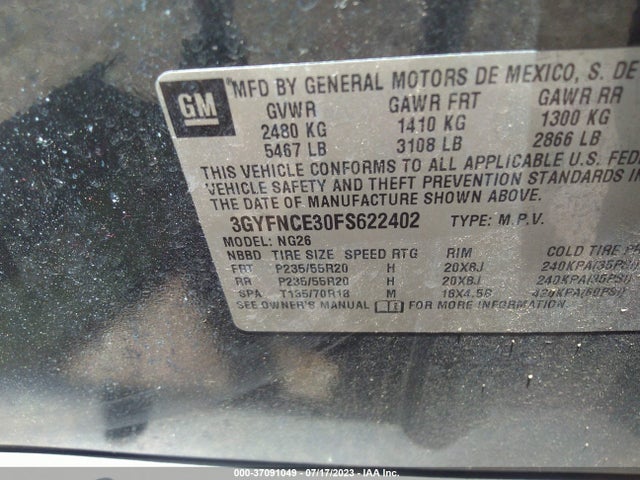 Cadillac Srx Performance Collection 2015 3GYFNCE30FS622402 Image 9