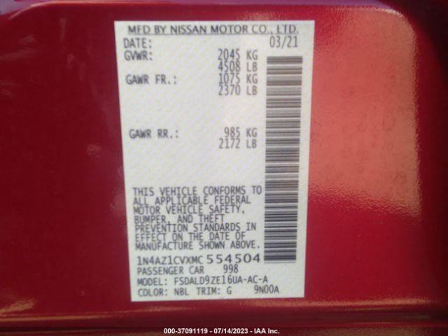 1N4AZ1CVXMC554504 Nissan LEAF SV