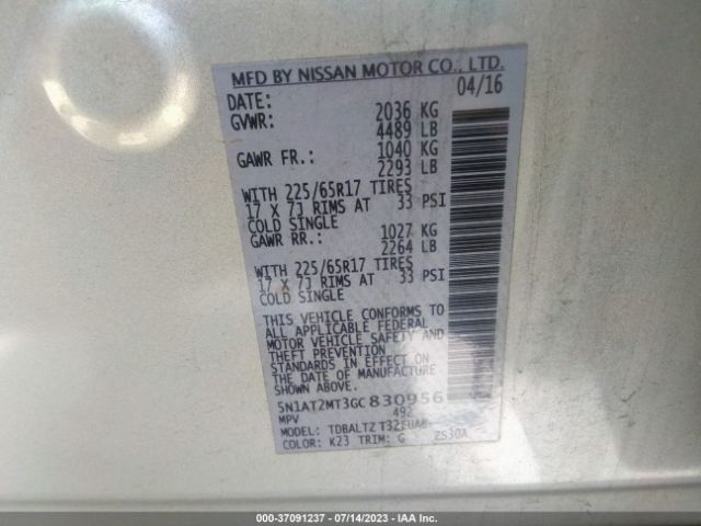 5N1AT2MT3GC830956 Nissan ROGUE SV