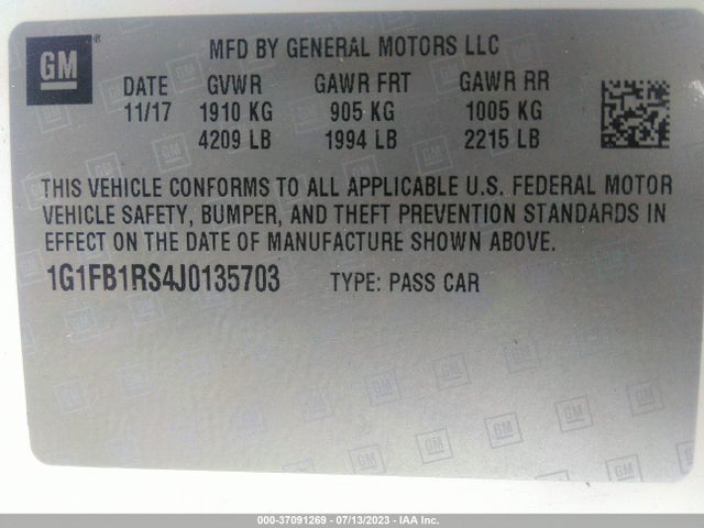 Chevrolet Camaro 1lt 2018 1G1FB1RS4J0135703 Image 9