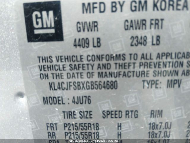 KL4CJFSBXGB564680 Buick Encore Convenience