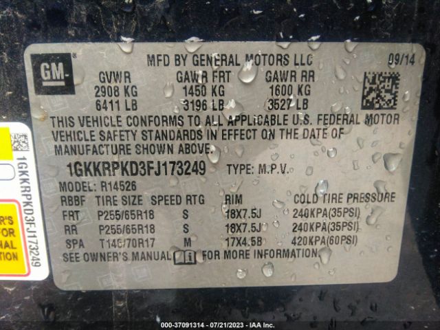 1GKKRPKD3FJ173249 GMC ACADIA SLE