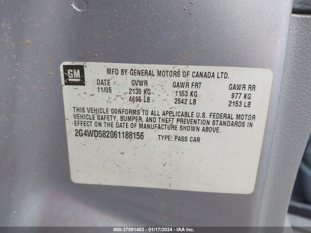 2006 BUICK LACROSSE CXL VIN: 2G4WD582061188156