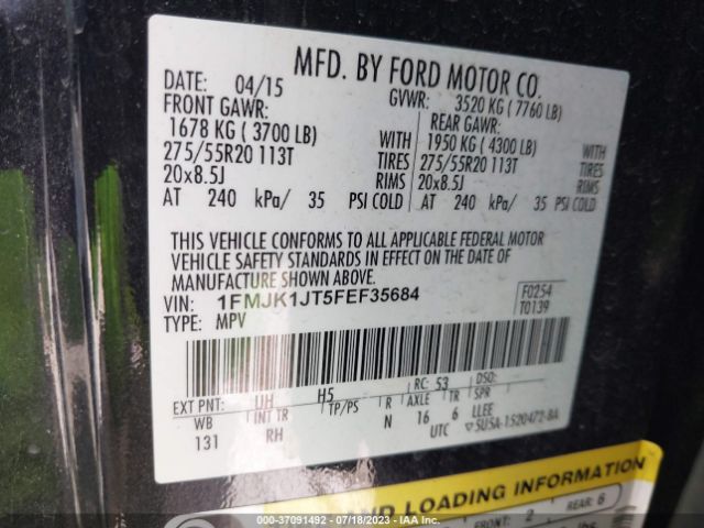1FMJK1JT5FEF35684 Ford Expedition El Xlt/king Ranch