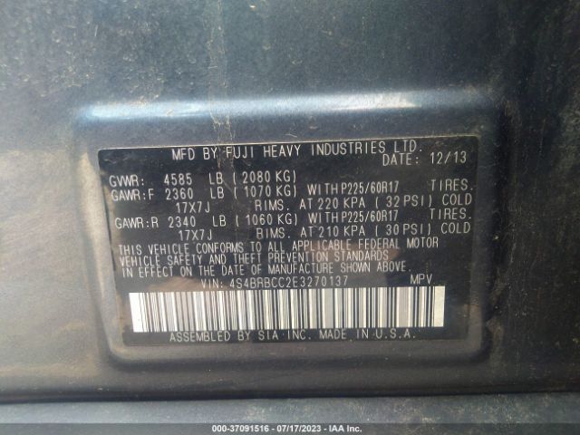 4S4BRBCC2E3270137 Subaru Outback 2.5i Premium