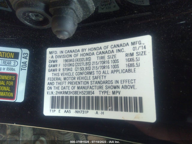 Honda CR-V LX 2014 2HKRM3H38EH523854 Image 9