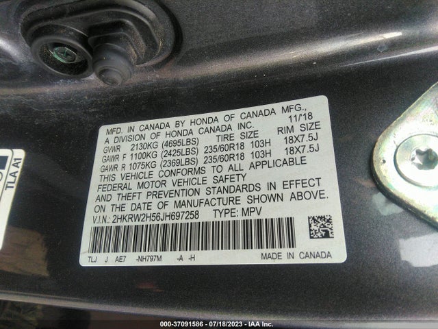 Honda CR-V EX 2018 2HKRW2H56JH697258 Image 9