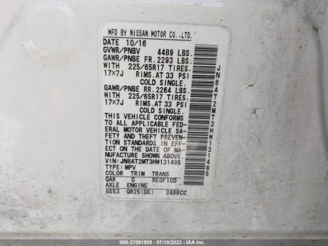 JN8AT2MT3HW131495 Nissan ROGUE S