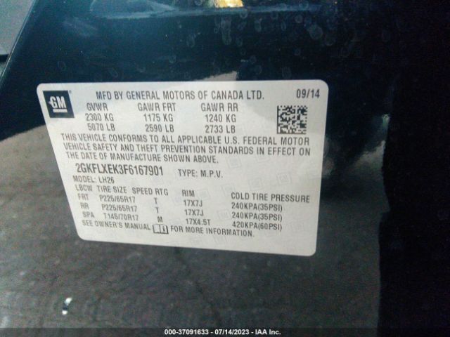 2GKFLXEK3F6167901 GMC Terrain Slt