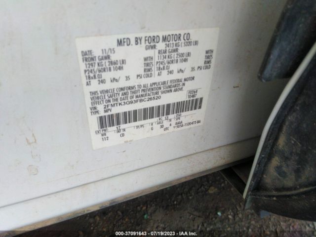 2FMTK3G93FBC26520 Ford EDGE SE