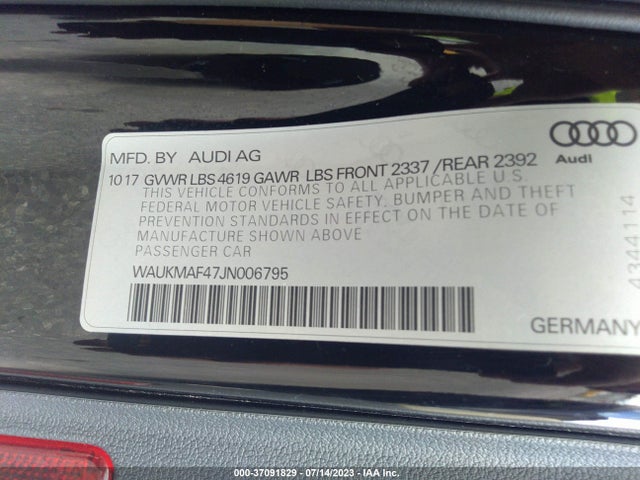 WAUKMAF47JN006795 Audi A4 Premium/tech Premium