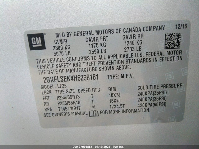 GMC Terrain Sle 2017 2GKFLSEK4H6258181 Image 9