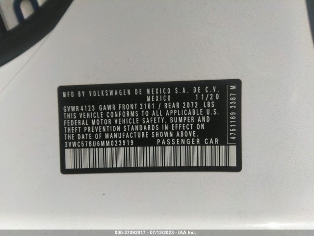 3VWC57BU6MM023919 Volkswagen Jetta S/se/r-line