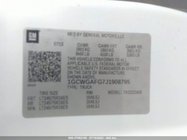 Chevrolet EXPRESS CARGO VAN 2018 1GCWGAFG7J1908795 Image 9