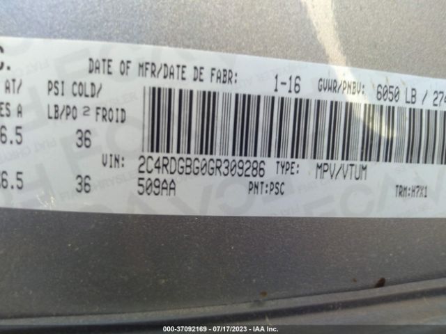 2C4RDGBG0GR309286 Dodge Grand Caravan Canada Value Package
