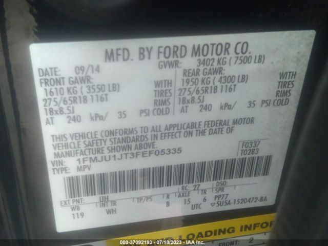 1FMJU1JT3FEF05335 Ford Expedition Xlt/king Ranch