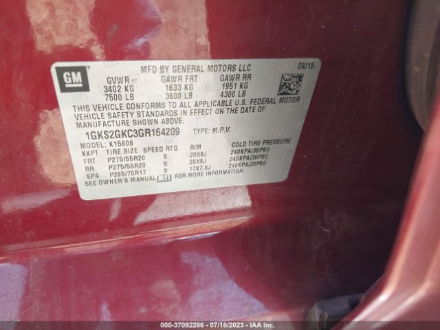 1GKS2GKC3GR164209 GMC Yukon Xl Slt
