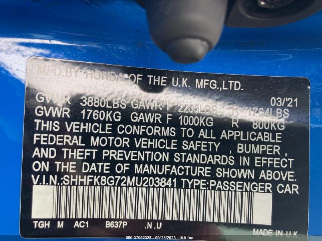 SHHFK8G72MU203841 Honda CIVIC TYPE R