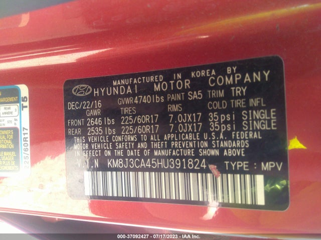 Hyundai TUCSON SE 2017 KM8J3CA45HU391824 Image 15
