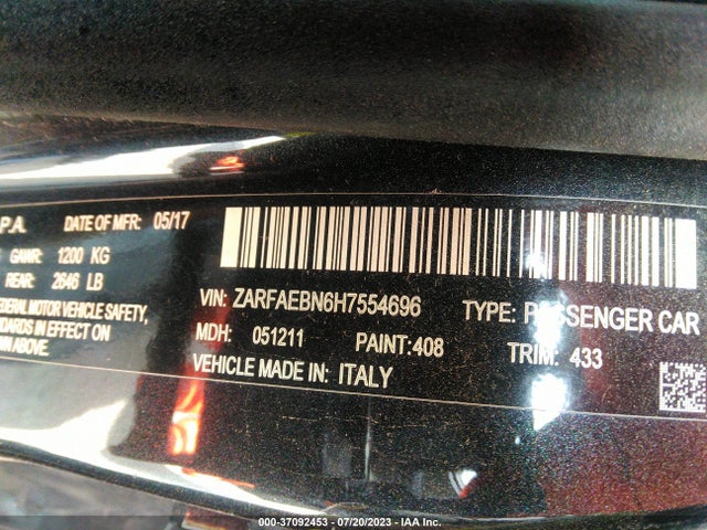 ZARFAEBN6H7554696 Alfa Romeo Giulia Rwd