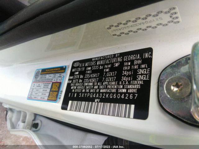 5XYPG4A32KG604267 KIA SORENTO LX