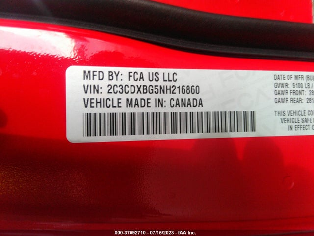 Dodge Charger Sxt 2022 2C3CDXBG5NH216860 Image 9