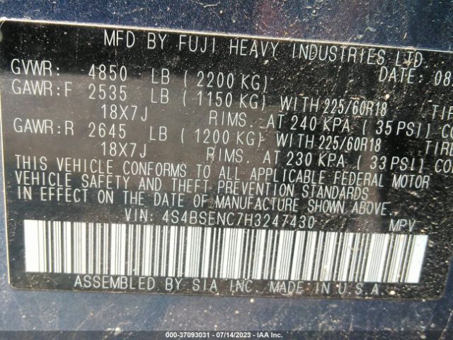 4S4BSENC7H3247430 Subaru Outback Limited