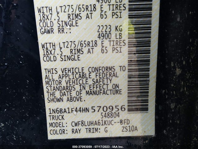 1N6BA1F44HN570956 Nissan Titan Xd Pro-4x Diesel
