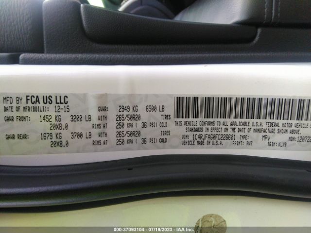 1C4RJFAG0FC226601 Jeep Grand Cherokee Altitude