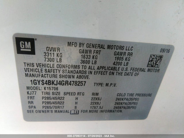 1GYS4BKJ4GR478257 Cadillac Escalade Luxury Collection