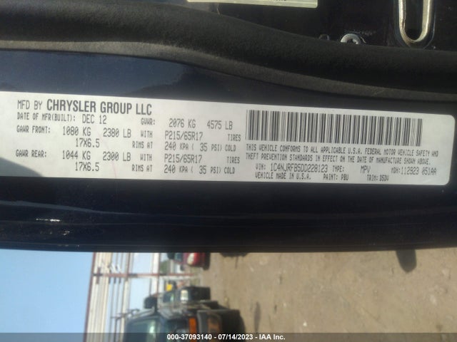 2013 JEEP PATRIOT LATITUDE VIN: 1C4NJRFB5DD228123
