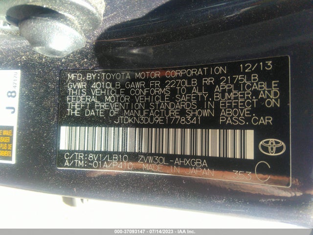 Toyota Prius Four/five/three/one/two 2014 JTDKN3DU9E1778341 Image 15