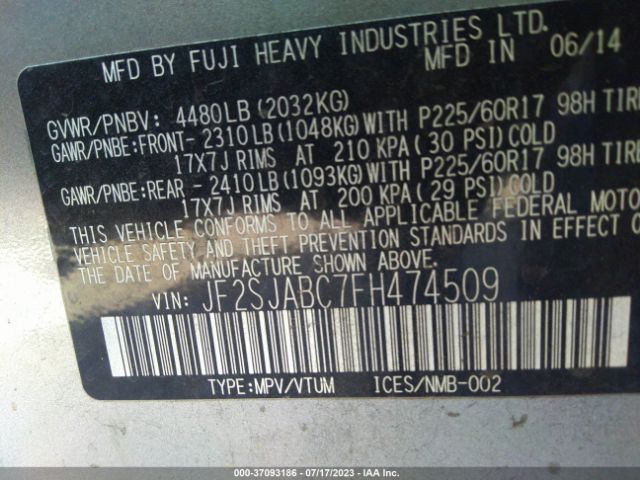 JF2SJABC7FH474509 Subaru Forester 2.5i