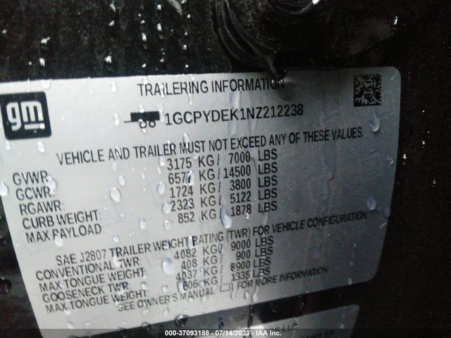 2022 Chevrolet Silverado 1500, VIN: 1GCPYDEK1NZ212238