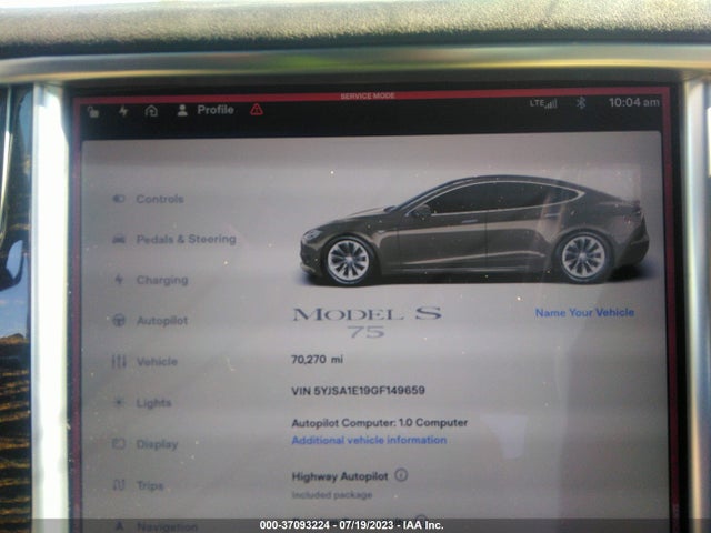 Tesla Model S 70 Kwh 2016 5YJSA1E19GF149659 Image 15
