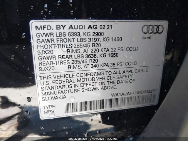 WA1AJAF71MD032251 Audi Q7 PREMIUM