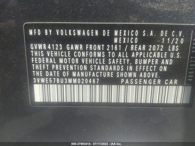 3VWE57BU3MM020467 Volkswagen JETTA SEL