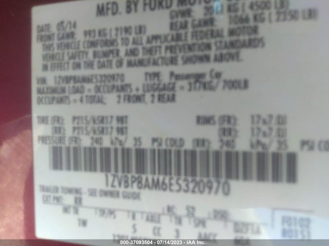 Ford Mustang V6 2014 1ZVBP8AM6E5320970 Image 16