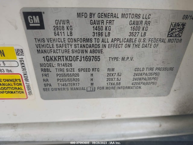 GMC Acadia Denali 2015 1GKKRTKD0FJ169765 Image 9