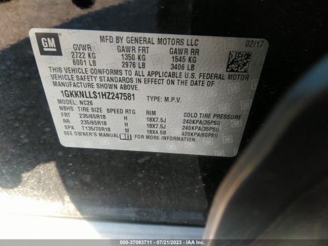 1GKKNLLS1HZ247581 GMC ACADIA SLE
