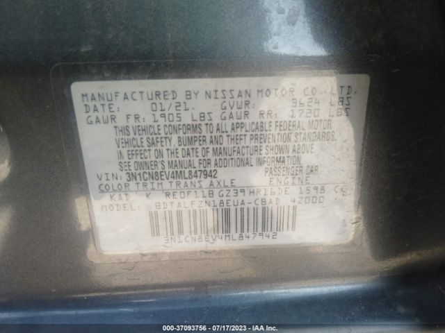 3N1CN8EV4ML847942 Nissan VERSA SV