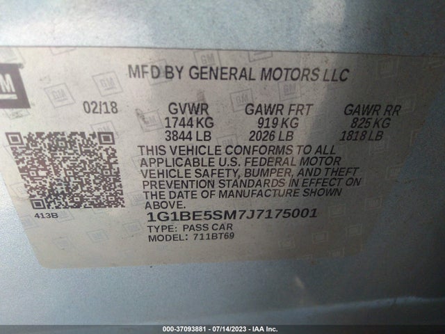 Chevrolet CRUZE LT 2018 1G1BE5SM7J7175001 Image 9