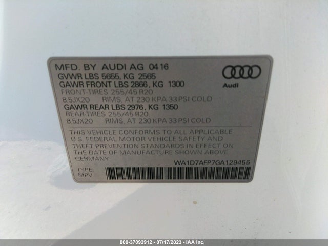 WA1D7AFP7GA129455 Audi Q5 Premium Plus