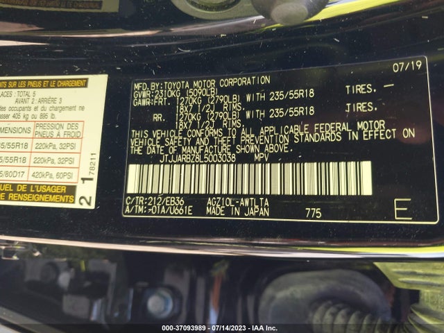 2020 Lexus NX, VIN: JTJJARBZ8L5003038