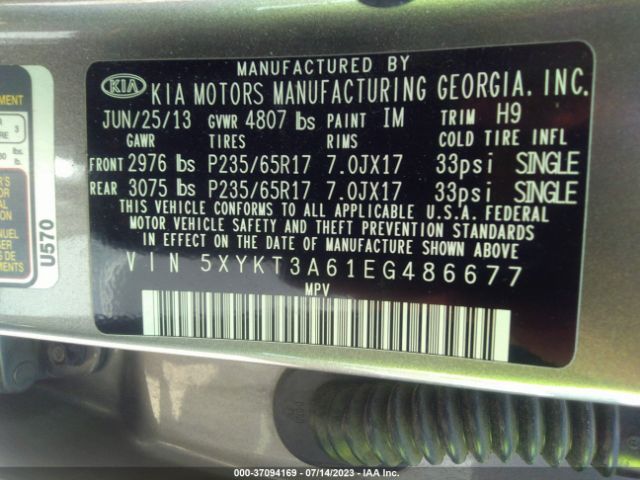 5XYKT3A61EG486677 KIA SORENTO LX