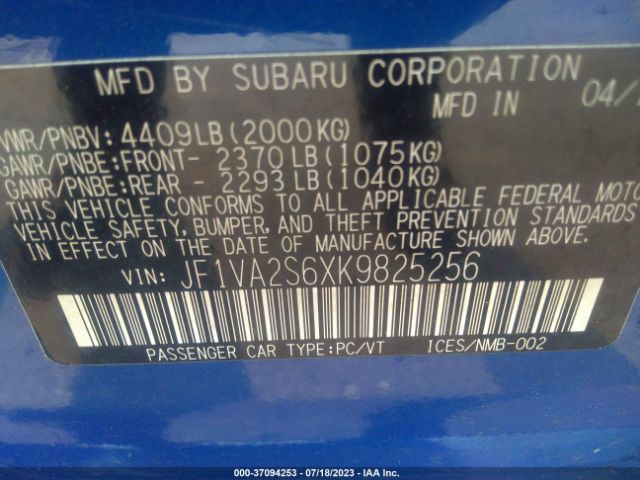 JF1VA2S6XK9825256 Subaru Wrx Sti