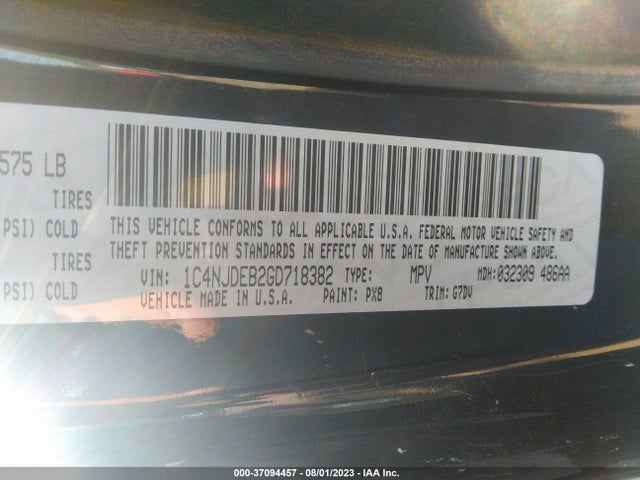 1C4NJDEB2GD718382 Jeep Compass Latitude