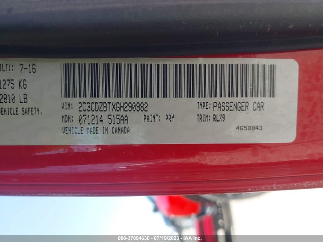 Dodge Challenger R/t Plus 2016 2C3CDZBTXGH290982 Image 9